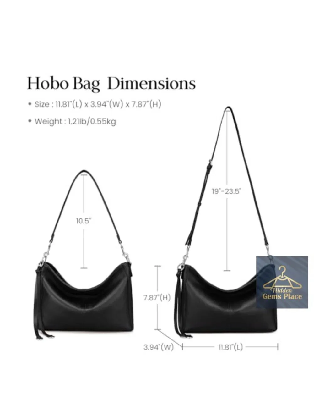 Genuine Leather Hobo Bag, Anti-Theft Crossbody Purse with RFID Wallet